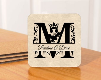 Personalized Monogramed Coasters/Wedding Coasters - set of 4