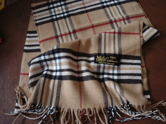Scottish Cashmere Scarf CLASSIC CAMEL PLAID by LangleysCreations