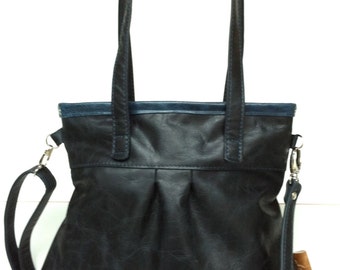 Leather handbag , Leather Shoulder Bag " SHELLY BAG " Black Beauty