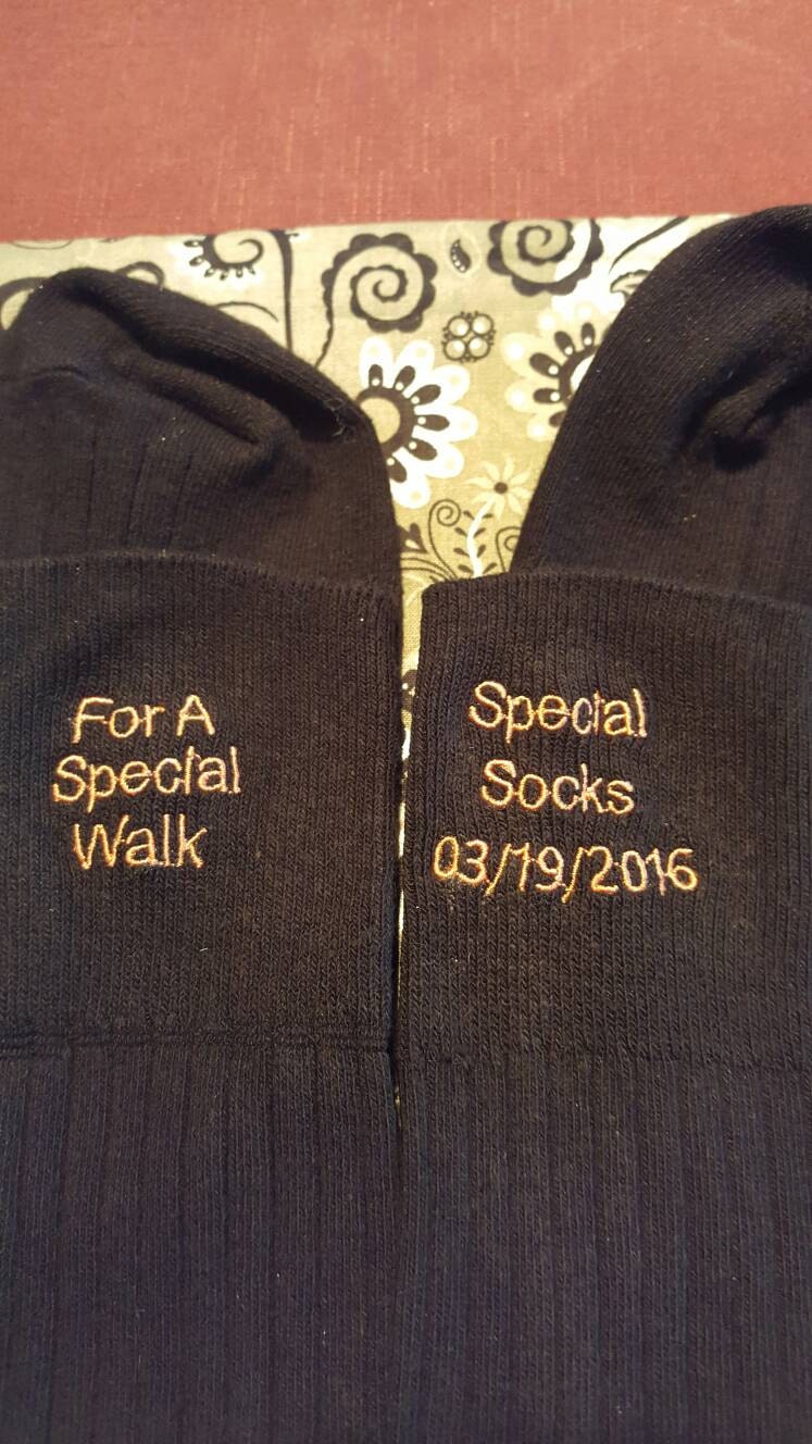 Embroidered Special Walk Special Socks Wedding Socks Dad