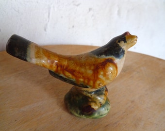 Antique bird figurine Hand painted white porcelain