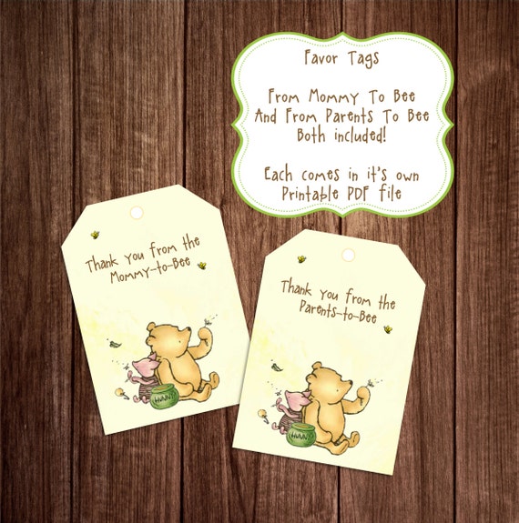 Printable Favor Tags, Insant Download, Printable Classic Winnie the ...