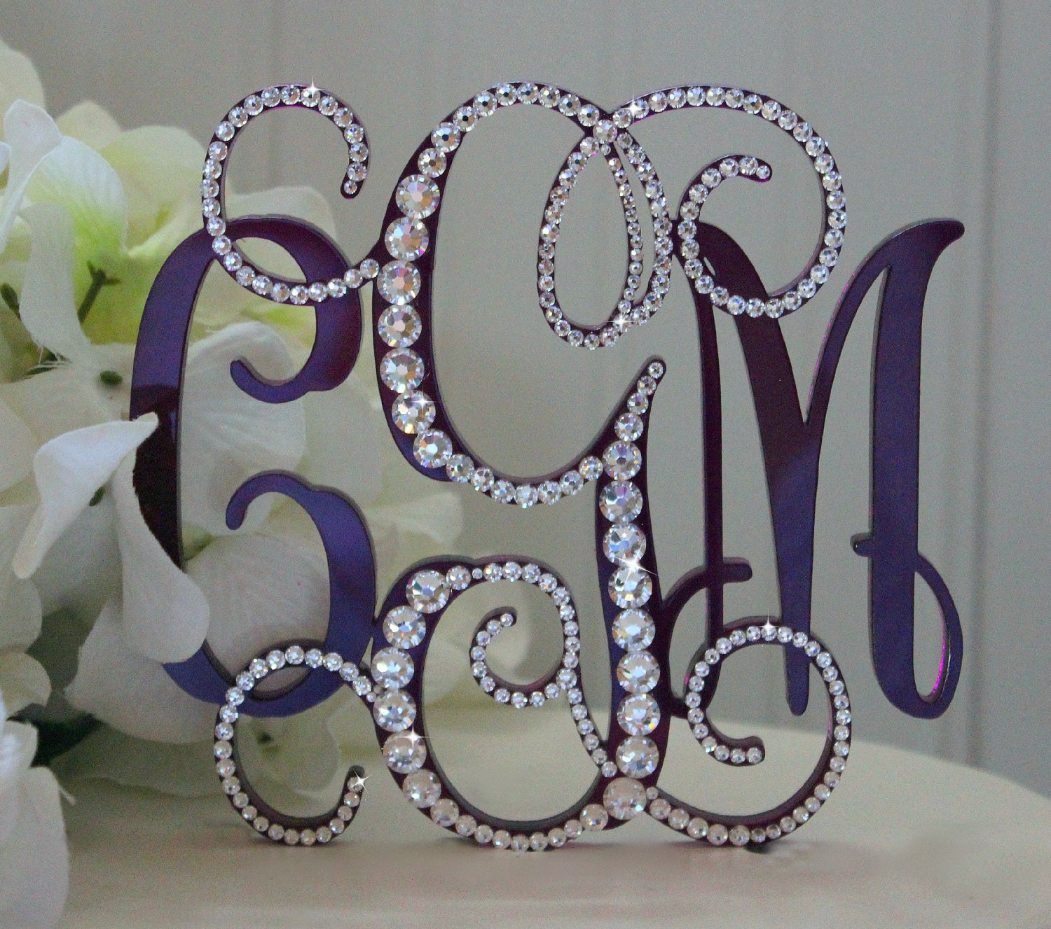 5 Monogram Wedding Cake Topper 3 Initial Cake Topper