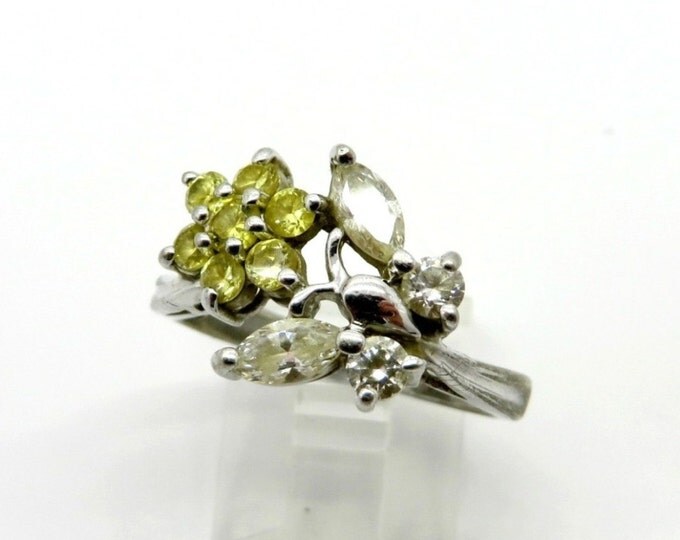 Sterling Silver Butterfly Ring - Vintage CZ Cocktail Ring, Size 8.5, Gift for Her, Gift Box