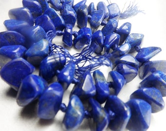 Chunky AAA Grade 100% Natural Polished Nugget Lapis Lazuli Beads Strand Necklace Afghanistan LP10