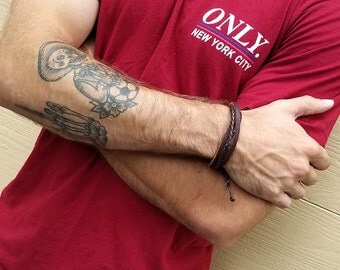 brown hand braided leather bracelet, leather bracelet, braided leather, brown leather, mens bracelet, leather, mens leather bracelet, dudes