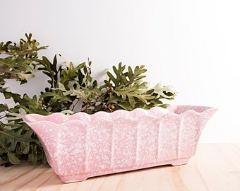 Map Of The World Joseph K. Straus No. 344 Mid Century Modern Vintage Porcelain Scalloped Edge Baby Pink Planter No. 3002