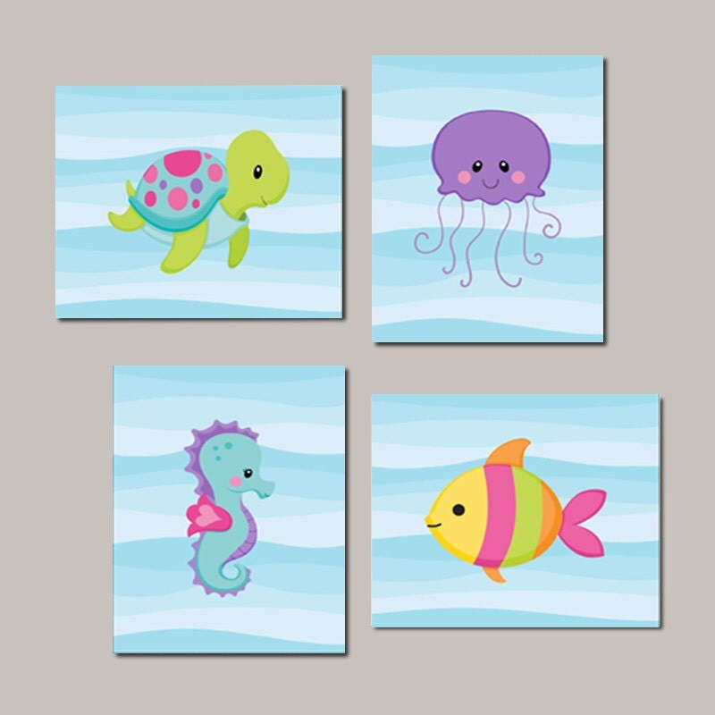 Girl Nursery WALL ART Sea Life Sea Animals Under The Sea