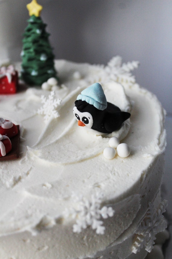 Fondant Christmas cake kit / Fondant Penguins