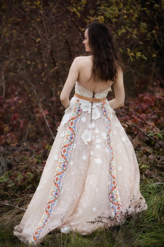 Beige embroidered dress by AtelierDeCoutureJK on Etsy