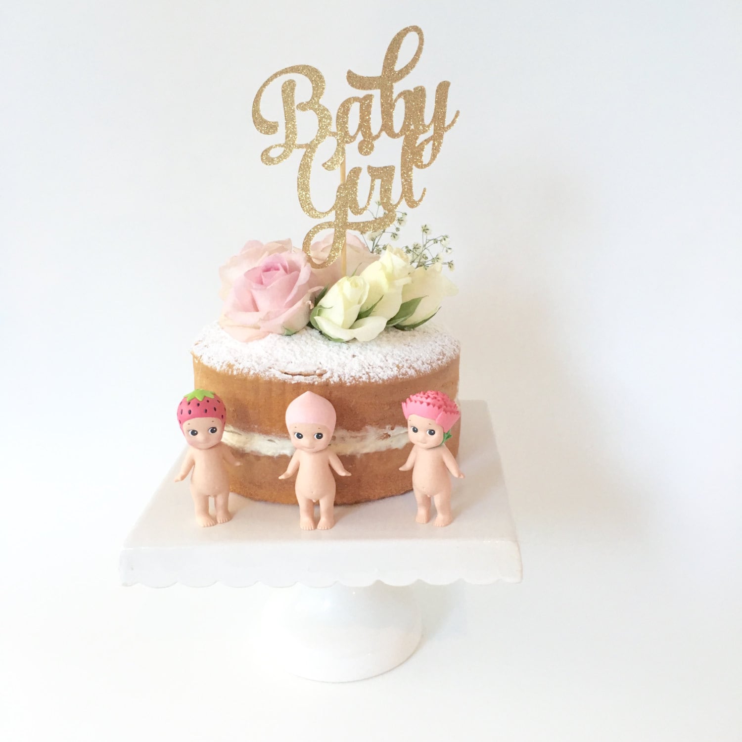 Baby Girl Gold Glitter Cake Topper / Baby Shower Gold Cake