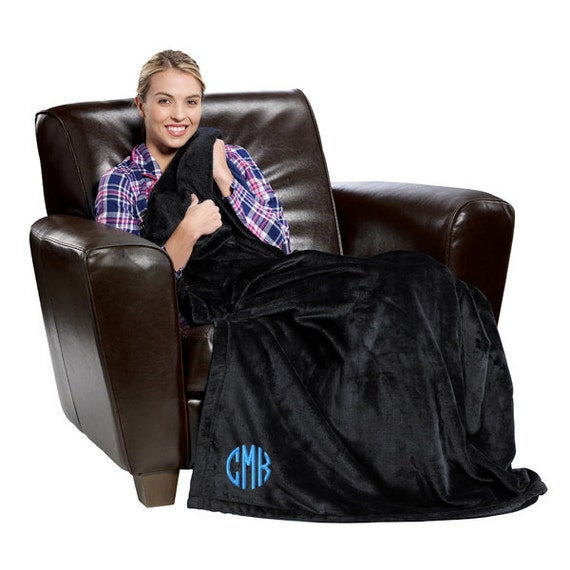 Items similar to Monogrammed Extra Large Minky Fleece Throw Blanket