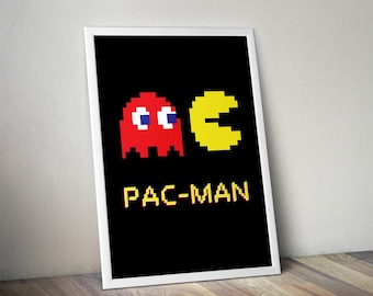 Pac-Man Pac Man Pacman Classic Video Game Inspired - Movie Art Poster Print