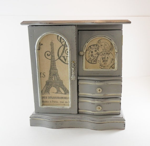 Ladies Girls Jewelry Box Paris Eiffel Tower Theme Vintage