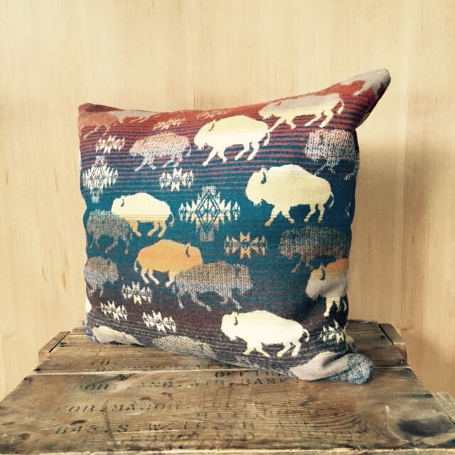 Buffalo Pillow Pendleton Wool Blanket Fabric by TheDarkContinent