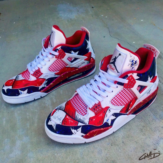 shoes custom 4 Jordan painted Freedom 4 shoes Retro 76's Custom Hand