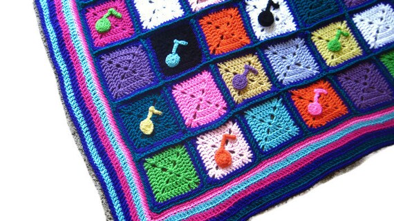 Music Notes Handmade Crochet Afghan, Baby, Toddler, Child or Adult ...
