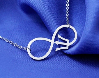 Infinity Fandom Trident Necklace Stainless Steel, Fandom Necklace, Poseidon Trident Necklace, Fandom Jewelry, Infinity Necklace, Gift Geek