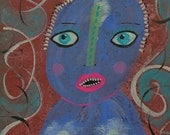 Outsider Art Brut Bea Roberts Surreal Face Primitive Naive Pop Surrealism Figurative Portrait Outsider Art Brut Bea Roberts Surreal Face Primitive Naive Pop Surrealism Figurative Portrait