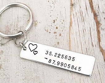 Personalized Coordinates Jewelry - Coordinates Keychain - Latitude Longitude Keychain - Geographic Location Coordinates - Wedding Location