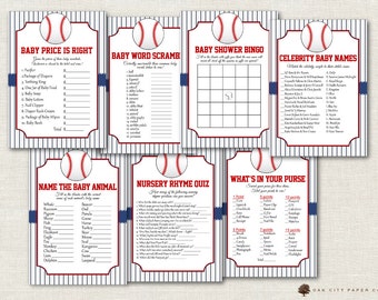 Baseball Baby Shower Games - Baseball Shower Games, Vintage Baseball Shower Games, Baseball Baby Shower, Little Slugger - Printable, DIY