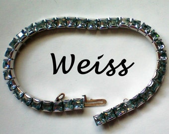 Weiss Blue Square Rhinestone Link Bracelet - 4356