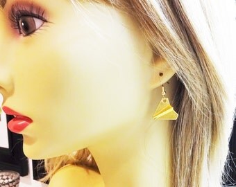 AIRPLANE EARRINGS - gpld plate surgical stainless steel ear wires non allergenic hypoallergenic sensitive ears
