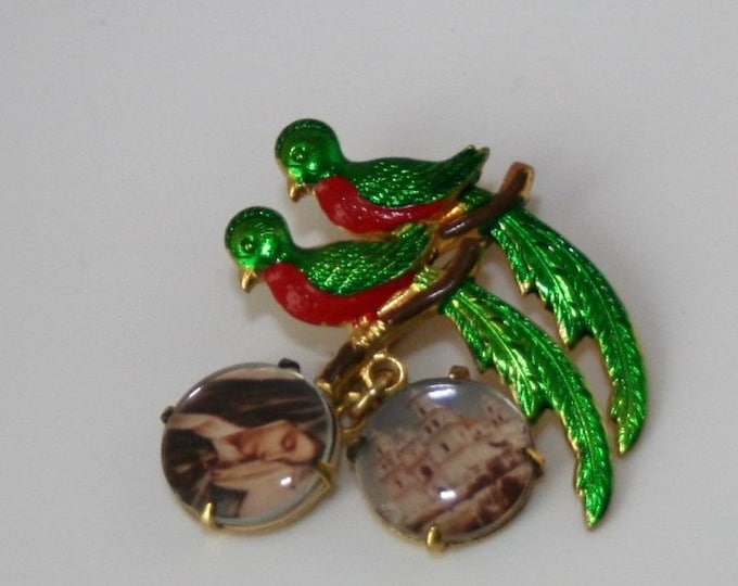 Vintage Religious Enamel Brooch Pin Pendants Virgin Mary