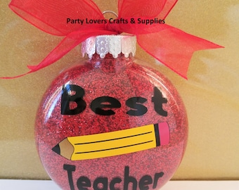 Christmas ORNAMENTS TEACHER Ornaments; Both side gift; Plastic crafts ornaments; Best Teacher favor; customized as you wish - 1 unit.