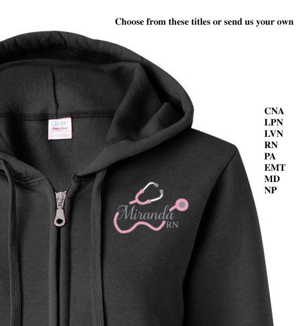 SALE Stethoscope Nurse Zip up Hoodie Jacket with Personalized