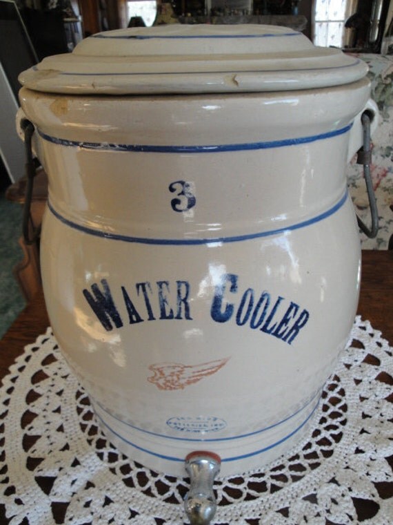 Red Wing Pottery 3 Gallon Water Cooler Originial Spigot With