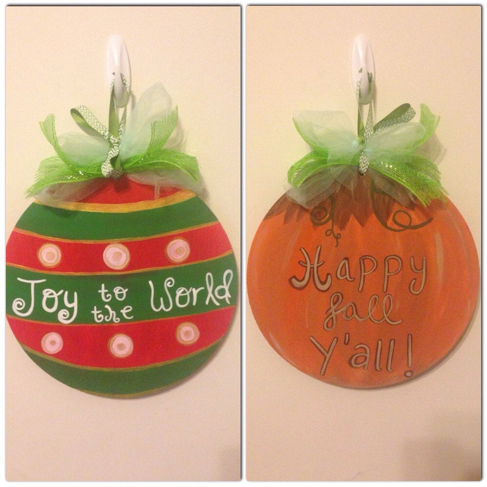 Holiday Doorhanger! Reversible! Christmas, Fall, Thanksgiving! Customizable doorhanger!