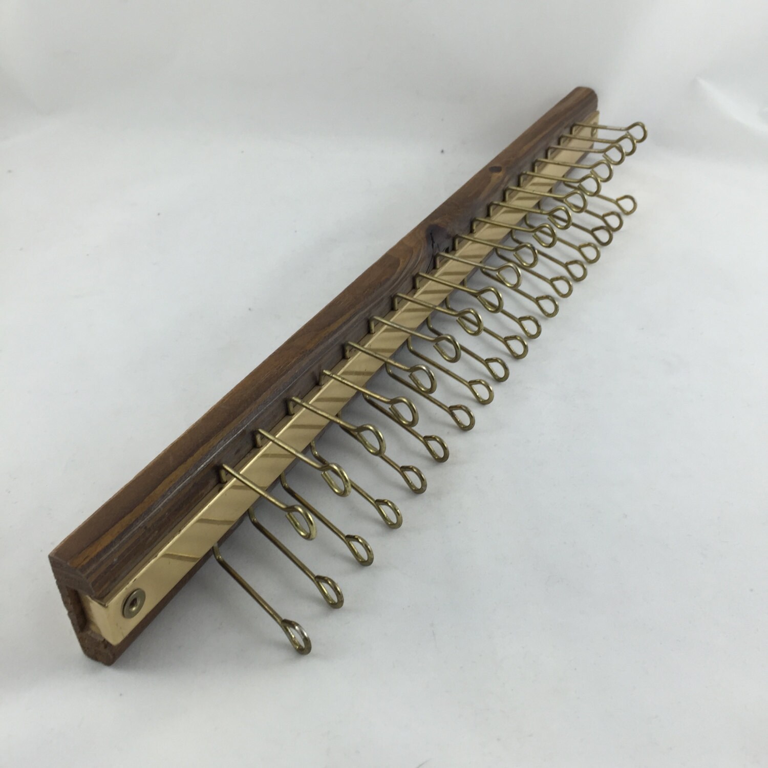 Vintage 36 Necktie Hanger Belt Hooks Tie Rack Oak Wall