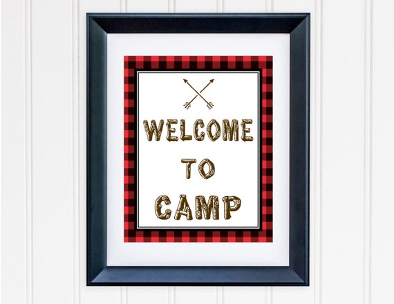Printable Camping Birthday Sign Printable Buffalo Plaid
