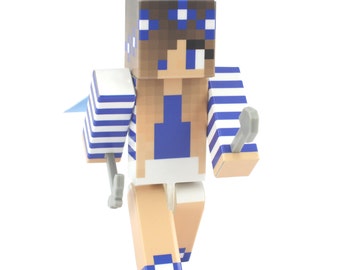 Blue Flower Girl - 4" Action Figure Toy, Plastic Craft by EnderToys