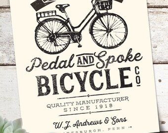 Vintage Bicycle Poster 11x14 Digital Print