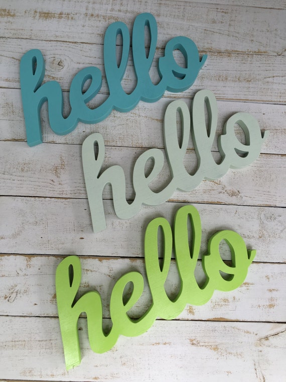 WOODEN HELLO SIGN/Hello/Chunky wood hello/natural wood or