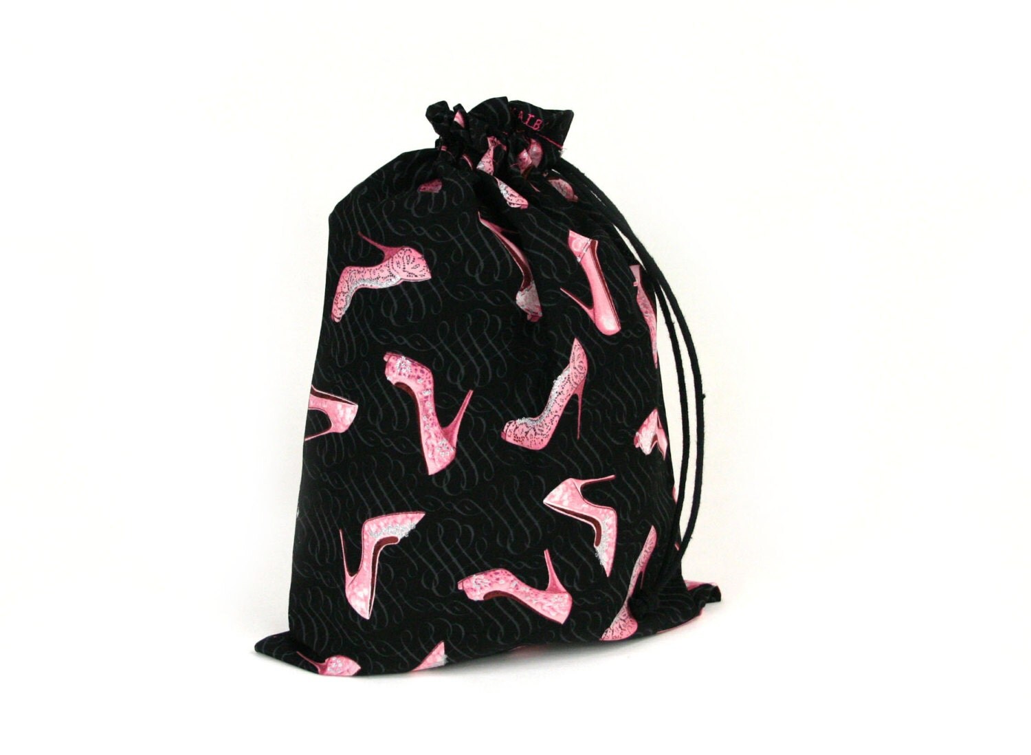 travel drawstring shoe bag black fabric gift bag laundry