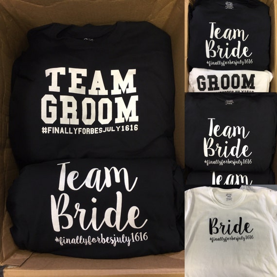 Bride and groom tshirts bridal party shirts team bride and