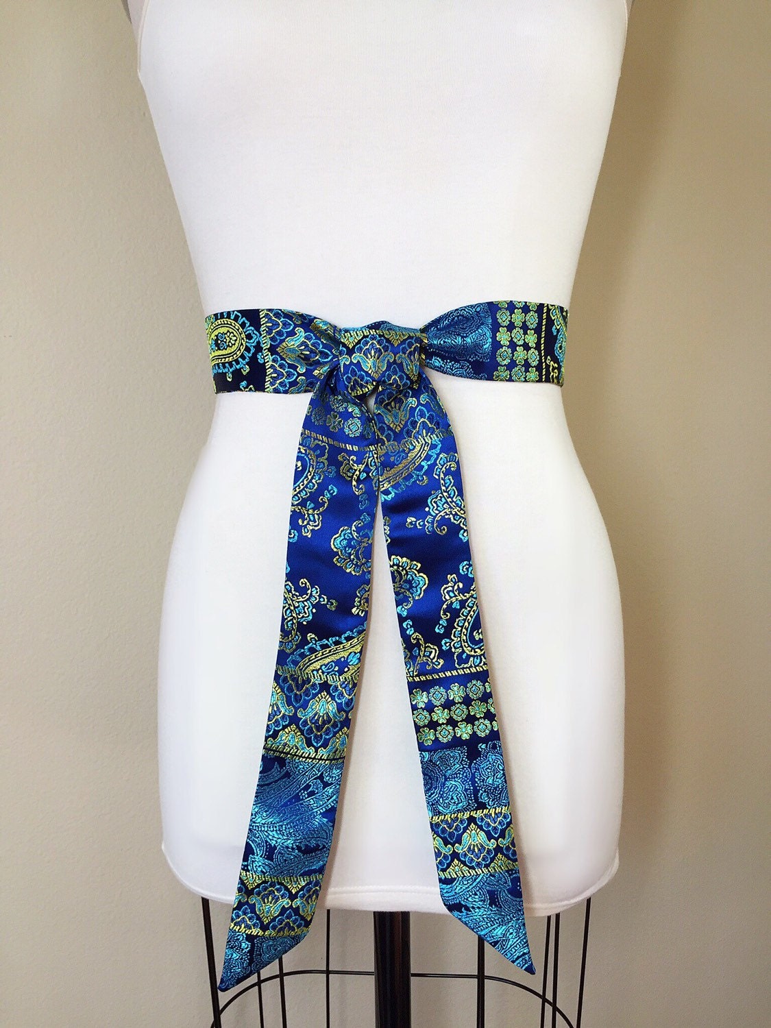 Royal Blue Sash in Asian Brocade, Paisley & Floral Sash in Blue and ...