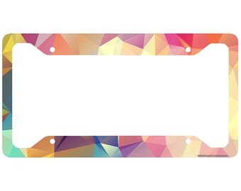 Geometric License Plate Frame, Colored Triangles Car Tag Frame, Geometric License Plate Holder, Cute License Plate Frame-30-720