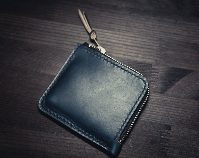 Horween Chromexcel Leather Mini Zip Wallet/Small leather wallet/Horween Leather Wallet/ Zip wallet/Leather Card holder/Men's Leather Wallet