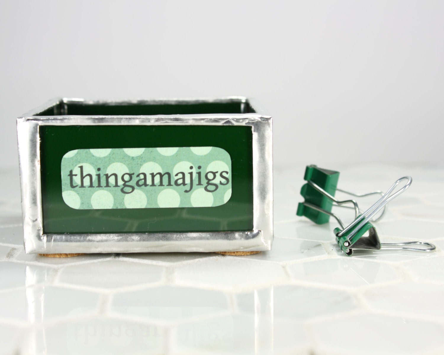 Custom Glass Desk Tray Desk Organizer Box by BalsamrootGlass