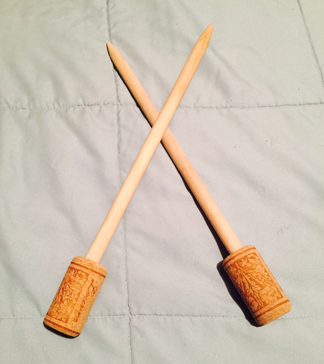 Wooden knitting needles size 10 / 15 mm