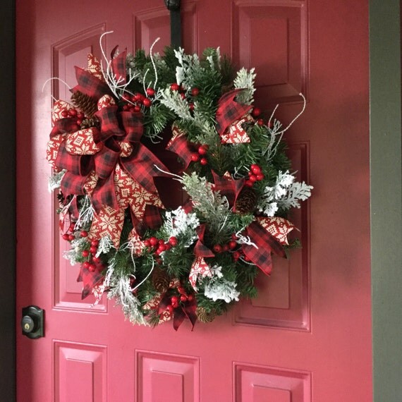 Christmas Wreath Holiday Door Wreath Evergreen Christmas