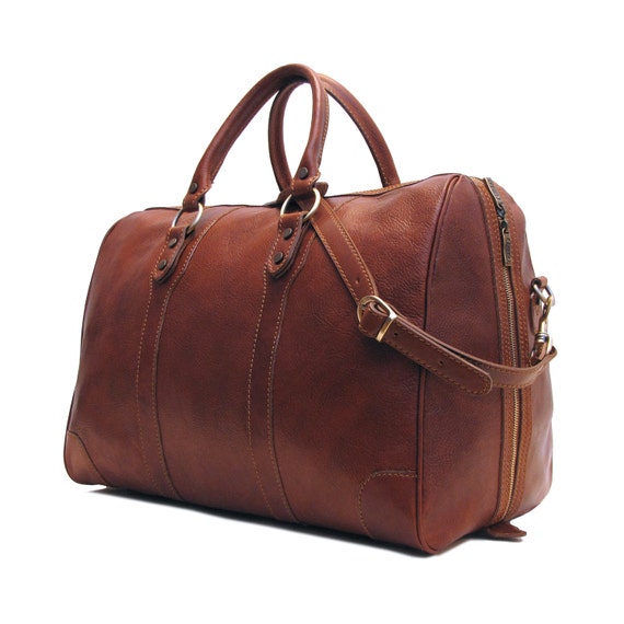 Leather Duffle Bag 21 / Floto 4573 Roma / Travel Bag