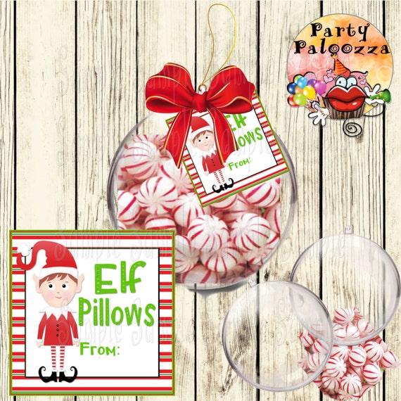 Printable Christmas tag/elf pillows by PartyPaloozza on Etsy
