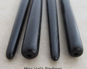 8 black bone hair sticks beadable 4.5 inch