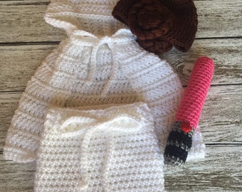 Princess leia baby costume // newborn photo prop // newborn 0-3 3-6 6-12 month size // princess leia hat // star wars set // made to order
