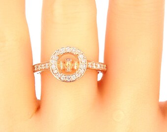 14K Rose Gold Diamond Engagement Ring Art Deco Antique Deisgn Classic Halo Infinity Design Wedding Ring Yellow Gold White Gold
